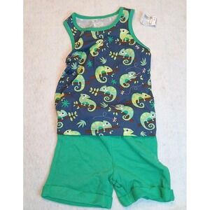 New Chameleon Print Baby Toddler Tank Top & Shorts Outfit Set